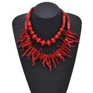 Coral Red Statement Necklace